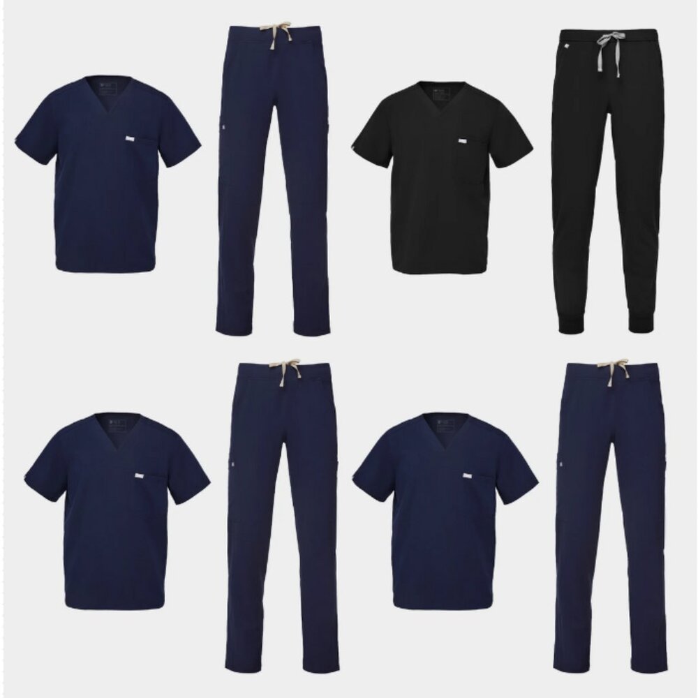 FIGS Mens Scrubs 4 Tops & 4 Pants - Navy